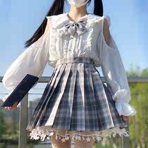 The second button jk uniform Hall fan buoyancy 39 9 seconds grid skirt JK uniform dress dress genuine with cooperation