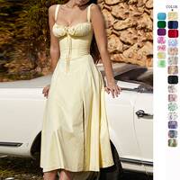 Commuting temperament solid color fashion strap dress Fashion Strap Dress Skirt