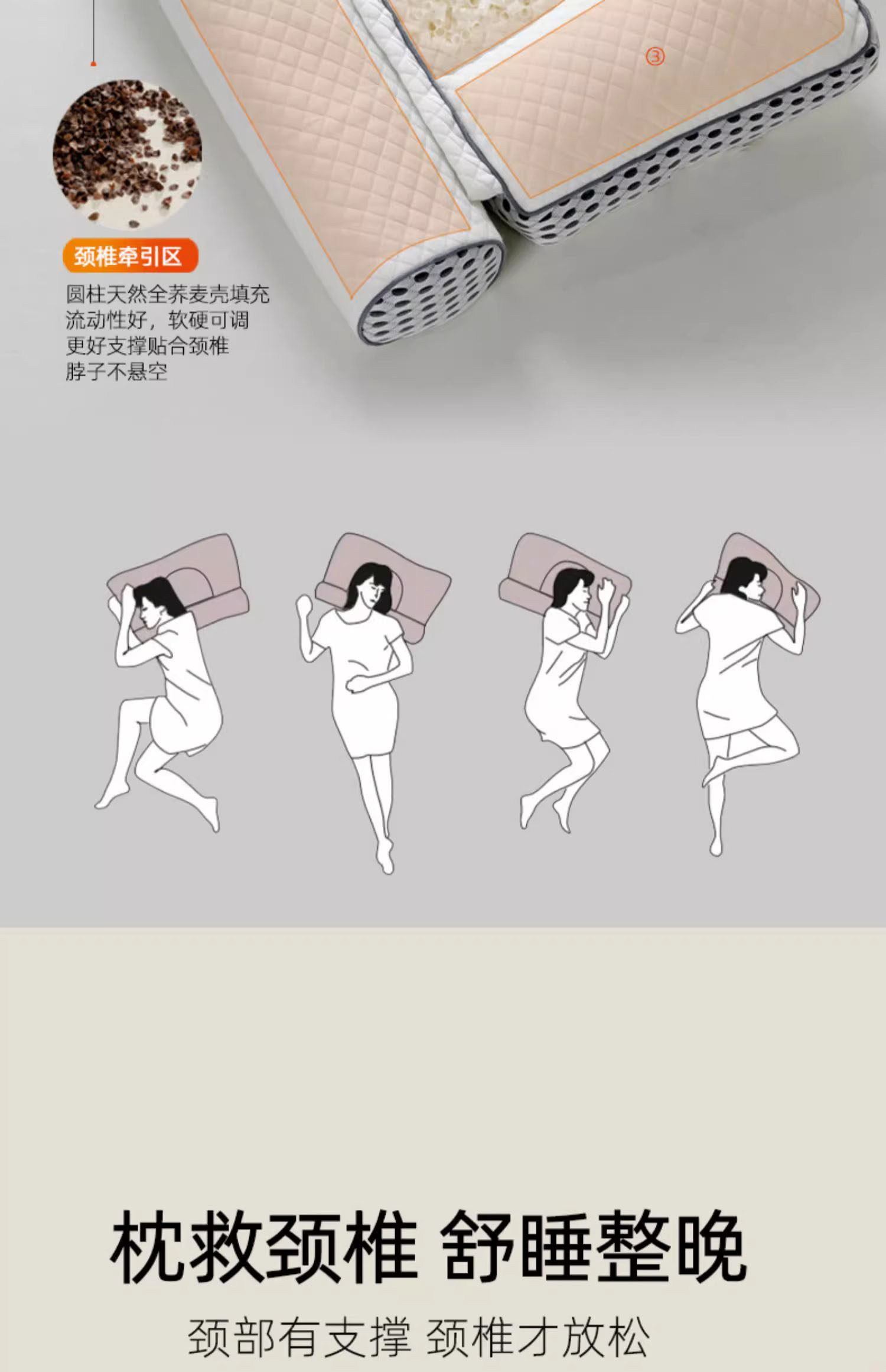 Подушка 法国ivlisa颈椎枕头修覆富贵包颈椎病专用荞麦加热颈椎枕热疗热敷