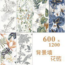 French soft light tiles 600x1200 kitchen bathroom background wall tiles cream style bathroom flower tiles all-ceramic wall tiles