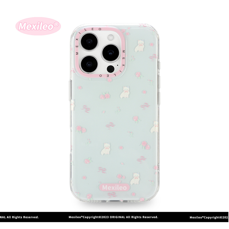 Meixile/Mexileo Suitable for iPhone 17 Pro Max Phone Case Original Pink Rose Kitten Bow [Glossy Version] Female Apple 16 Pro Niche 14 Anti-Drop 15 Hard Case Imd