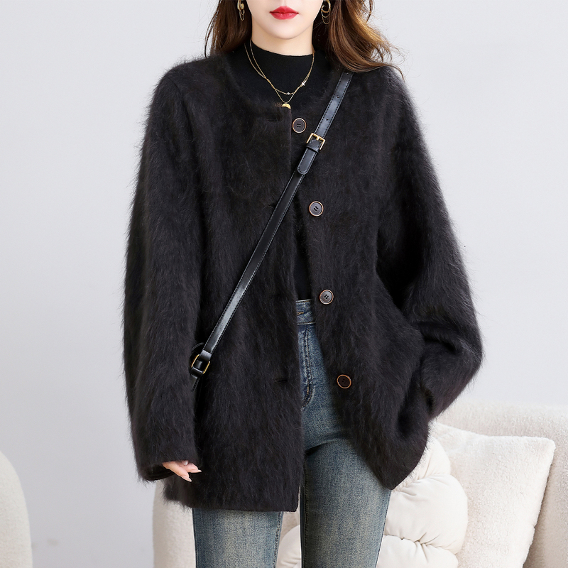 High-End Brushed Coat Cashmere Wool Mulberry Silk Fur Integrated Fur Coat for Women 2026 Autumn and Winter Mid-Length New Style