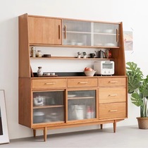 Nordic solid wood medieval sideboard Japanese coffee microwave cabinet display cabinet simple modern tea cabinet storage
