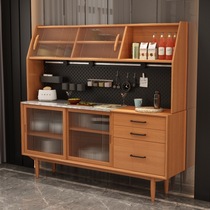 Nordic solid wood sideboard living room wall high cabinet Japanese storage wine cabinet integrated cabinet hole board tea cabinet