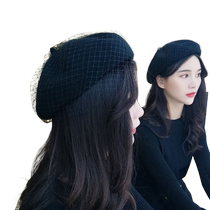 Autumn Winter Ladies New Pei Lei Hat Yinglun Wind Retro Painters Cap Maos elegant Little Gifted Net yarn Berehat