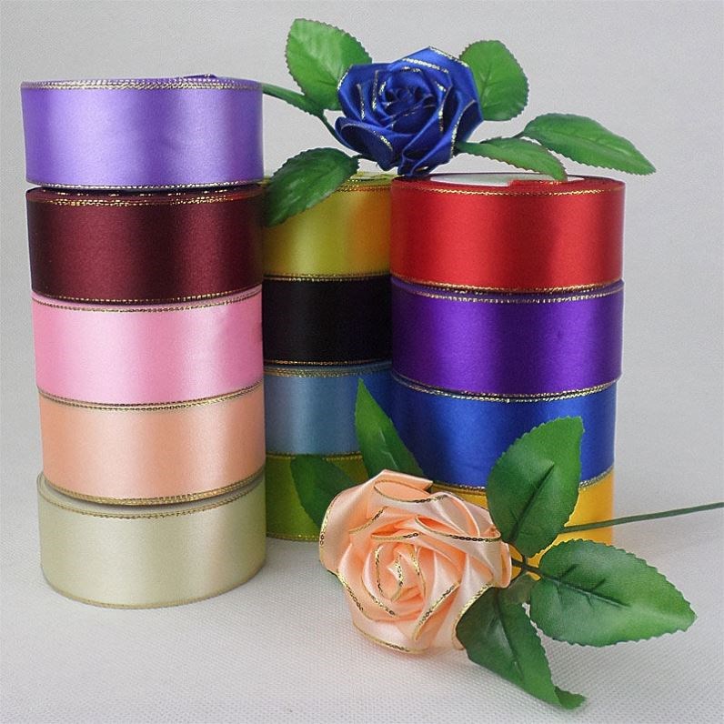 Ribbon rose flower handmade material package Gold Ribbon Cake Gift Packaging Ribbon Bouquet Decorative Ribbon