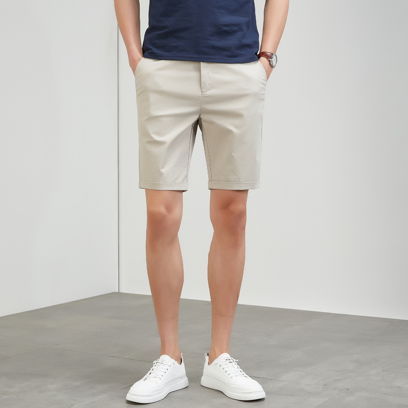 Men's Pure Cotton Slim Straight Versatile Five-Point Shorts, Men's Summer Thin Solid Color Casual Outerwear Mid-Length Trendy Shorts