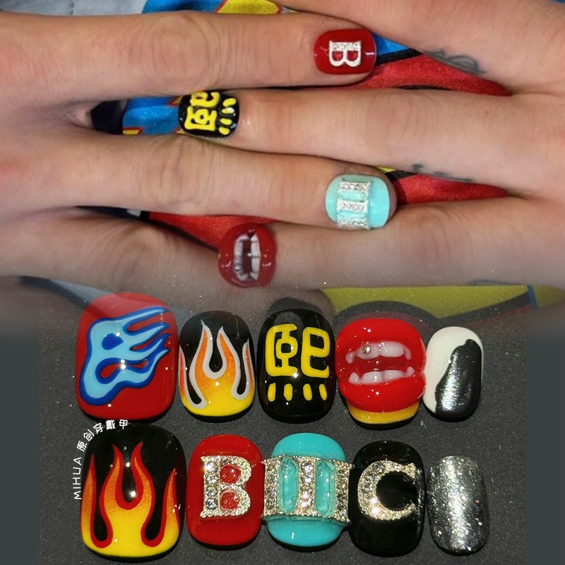 G-Dragon (Kwon Ji-Yeon) Same Style Press-On Nails, Bigbang Fan Nail Art, 20Th Anniversary Tour Concert, Pure Hand-Painted Nail Art