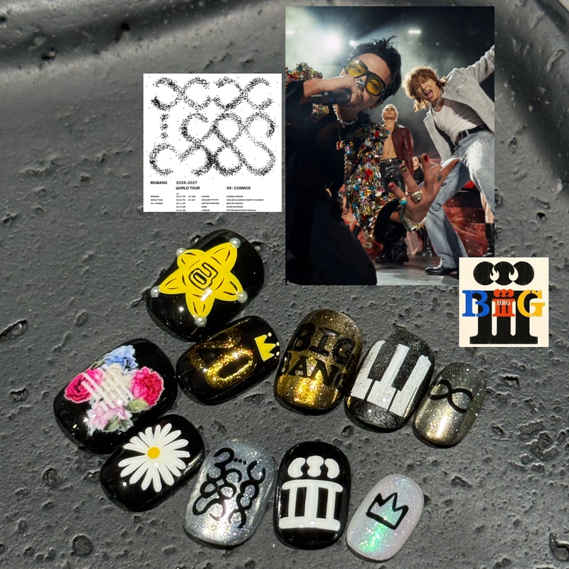 【Mi Hua】Bigbang 20Th Anniversary Tour Wearable Nails Vip Attribute G-Dragon Pure Hand-Painted Nails