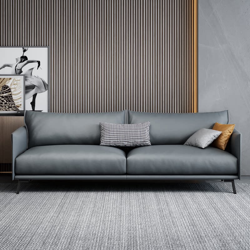 Italian-style office sofa minimalist leather business reception casual modern minimalist reception three-person office sofa