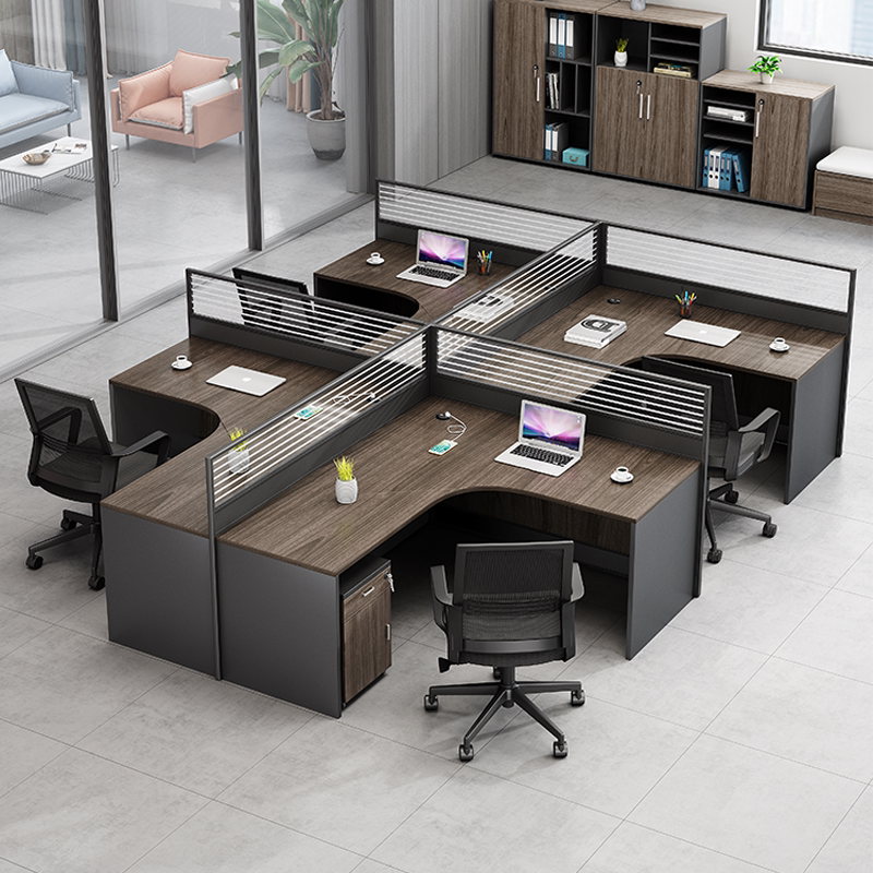 Work station desk simple and modern four-person employee card seat office table and chair combination computer table screen card position