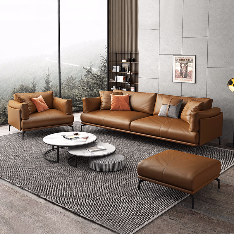 Office sofa reception room leather three-seat office sofa simple modern business coffee table combination set