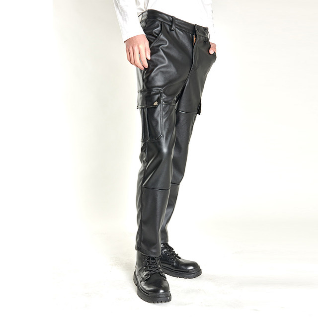 ຜູ້ຊາຍໃນພາກຮຽນ spring ແລະດູໃບໄມ້ລົ່ນບາງໆ velvet camouflage American casual leather pants ກາງແຈ້ງລົດຈັກລົດຈັກ windproof ແລະ waterproof ຫຼາຍກະເປົ໋າຊື່ pants