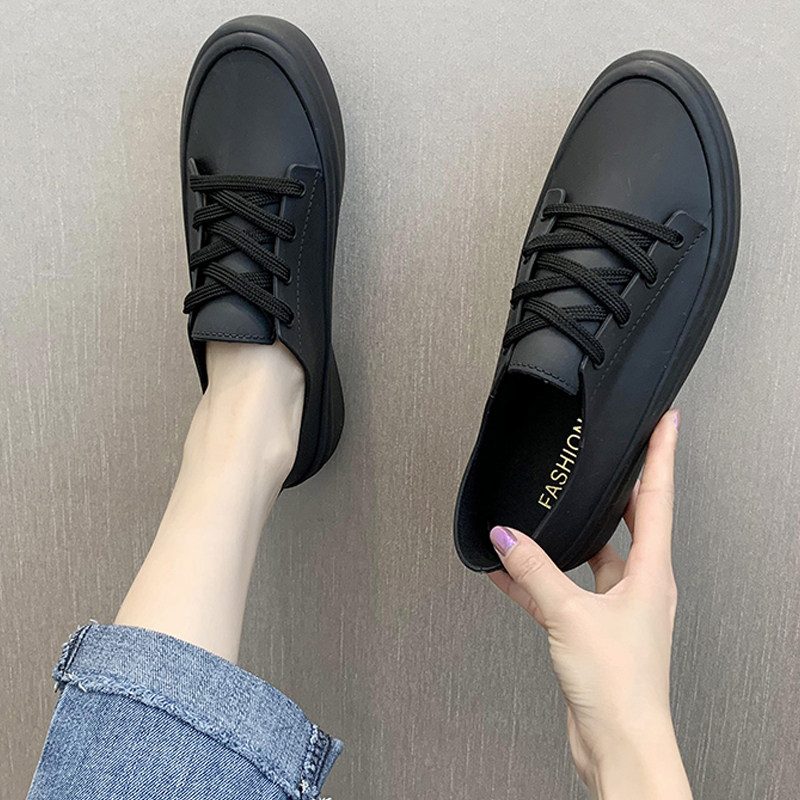 Back Force Han Edition Rain Shoes Woman Shallow Mouth Low Help Waterproof Rain Boots Comfort Flat Bottom Anti Slip Water Shoes Nurse Shoes Mom Bean Bean