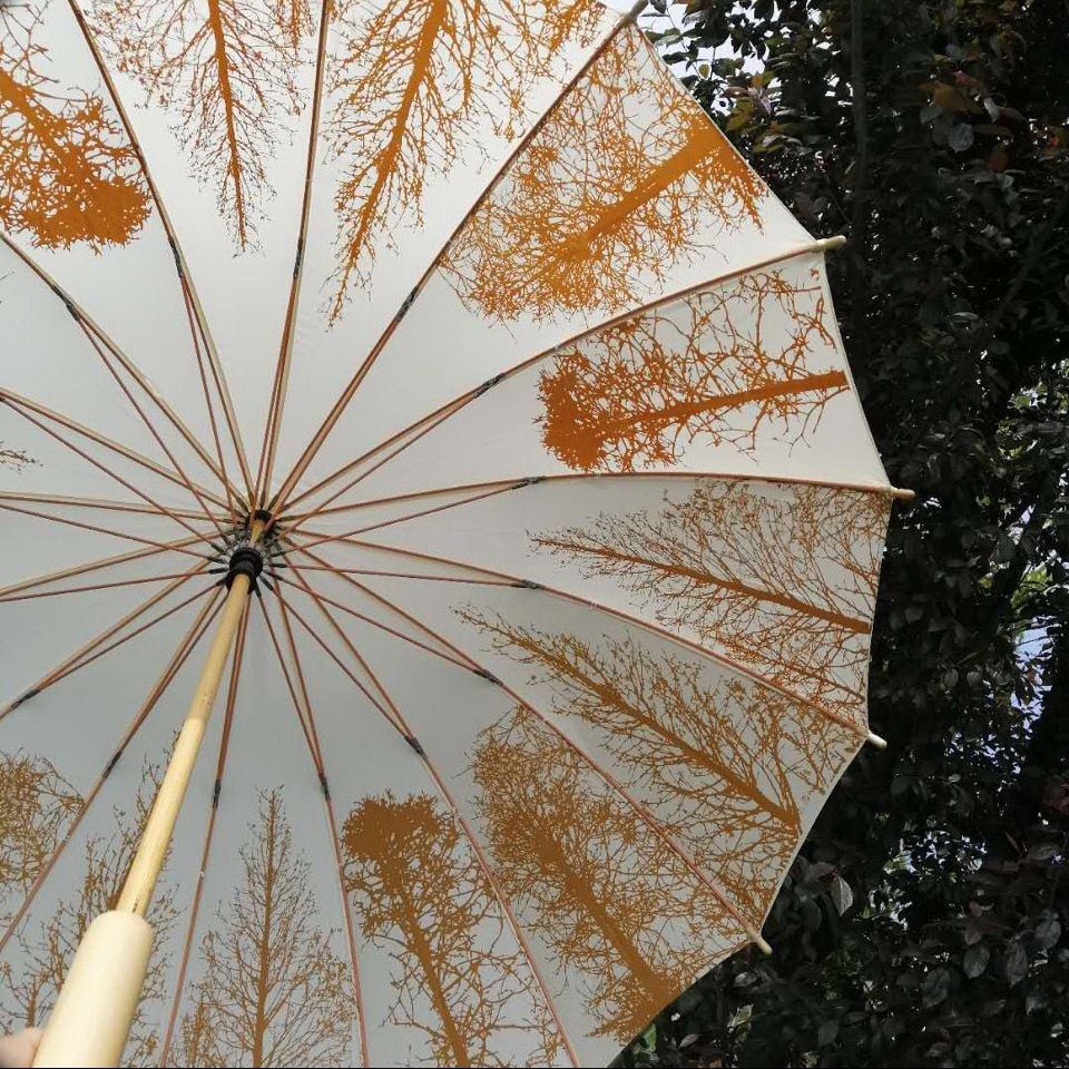 Ancient wind sunny umbrella sunscreen dual-use male and female students couple personality retro long-handled sunshade anti-UV sunshade