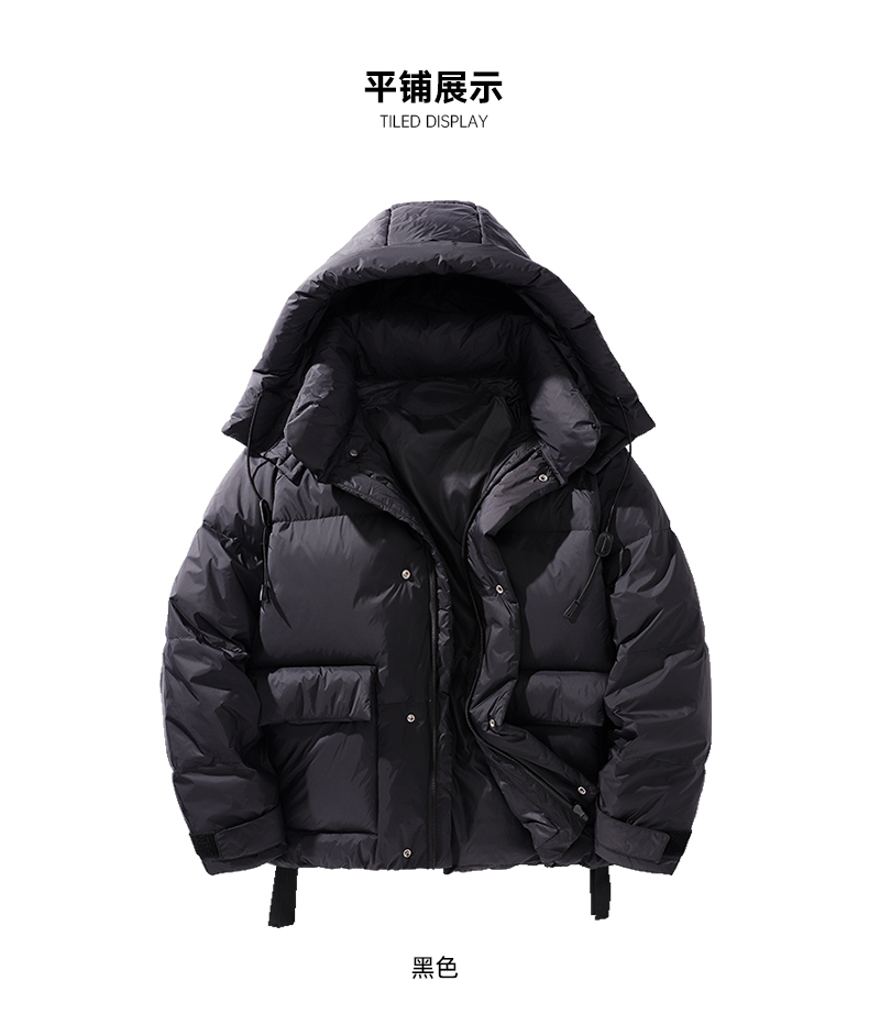 海澜之家 2021冬季新款 90%充绒  男连帽短款羽绒服 图3