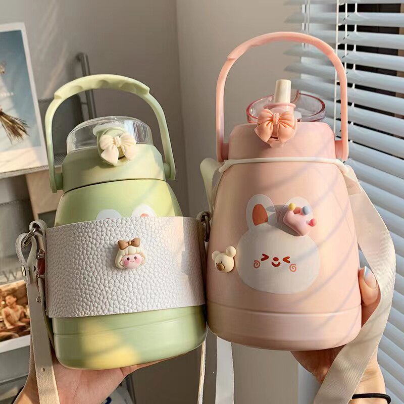 Taiwan cup female high-value straw in wind insulation cup female students creative girls drinking water cute cup