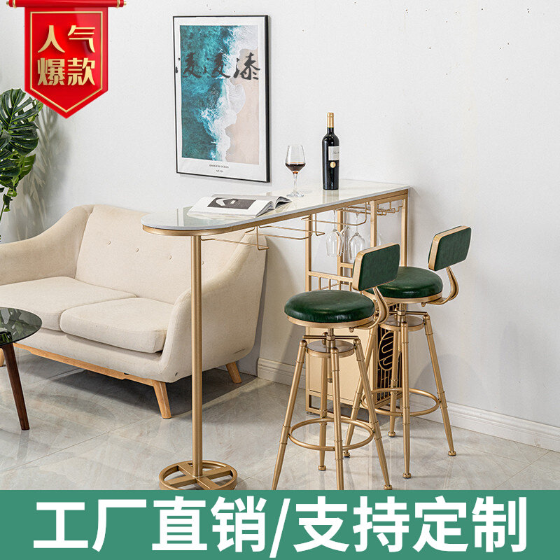 Simple and modern bar table porch partition cabinet home living room against the wall marble can hang high table and chair customization