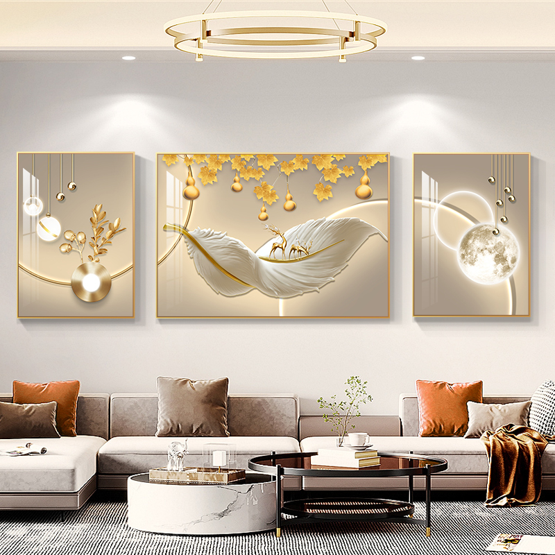 2026 New Model Living Room Decorative Painting Modern Light Luxury Sofa Background Wall Hanging Painting High-End Wall Triptych Mural 2026 New Model Living Room Decorative Painting Modern Light Luxury Sofa Background Wall Hanging Painting High-End Wall Triptych Mural