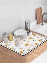 Kitchen drain mat bar diatom mud absorbent coaster tea table insulation mat dishes cups no-wash drying mat