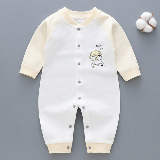 Baby jumpsuit cotton thin spring and autumn summer long sleeve newborn bottoming clothes 0-6 months 3 baby pajamas