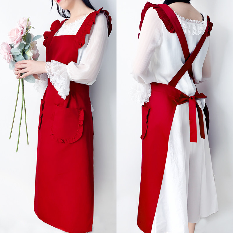 Waist wedding oil-proof wedding apron festive red cooking apron home fashion kitchen big red
