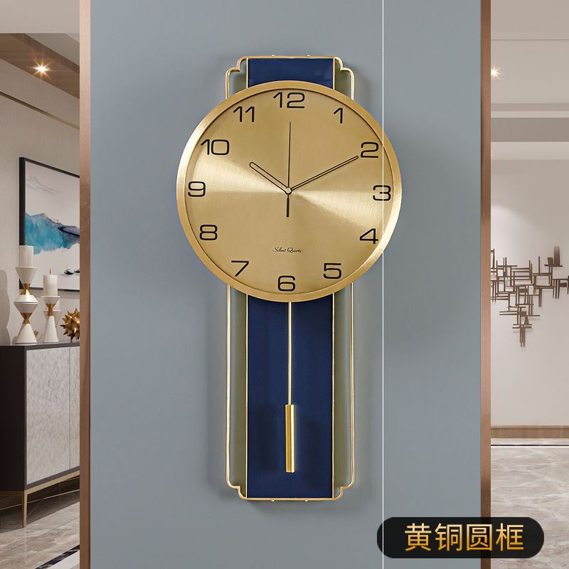 New new Chinese light lavish European style living room hanging watches modern minimalist fashion home watch solid wood hanging wall