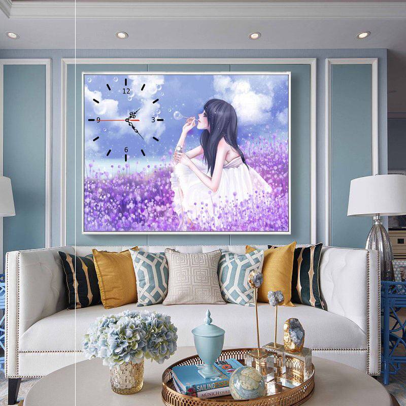 New Flower Girl Living Room Painting New Dining Room Diamond Watch Full Drill With Small Dot Drilling Cross Embroidered Living Room Embroidered Brick Stone