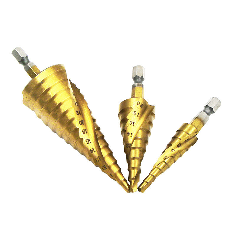 4241 hexagonal handle step drill straight groove spiral groove step pagoda drill iron plate wood drill reaming drill