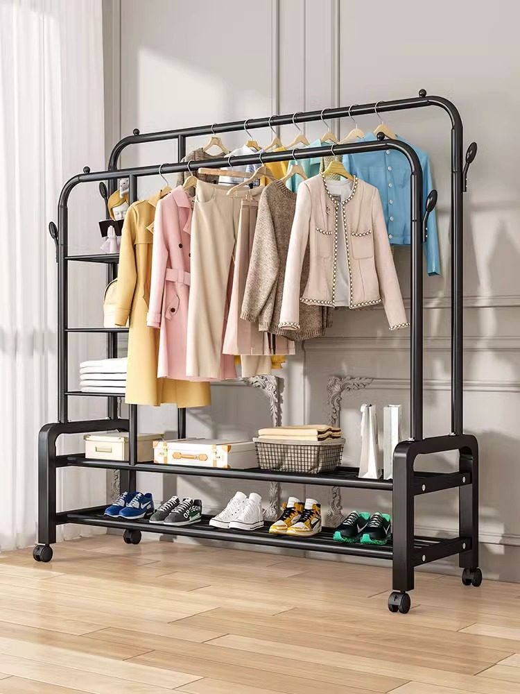 Clothes Hanger Floor Bedroom Home Folding Indoor Hanging Clothes Single Pole Style Simple Balcony Containing Sunning Clothes God 2-Taobao