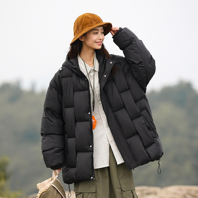 ProteusBoy ສີແຂງສາມມິຕິລະດັບ plaid thickened cold-proof loose hooded couple jacket cotton 23PB7105