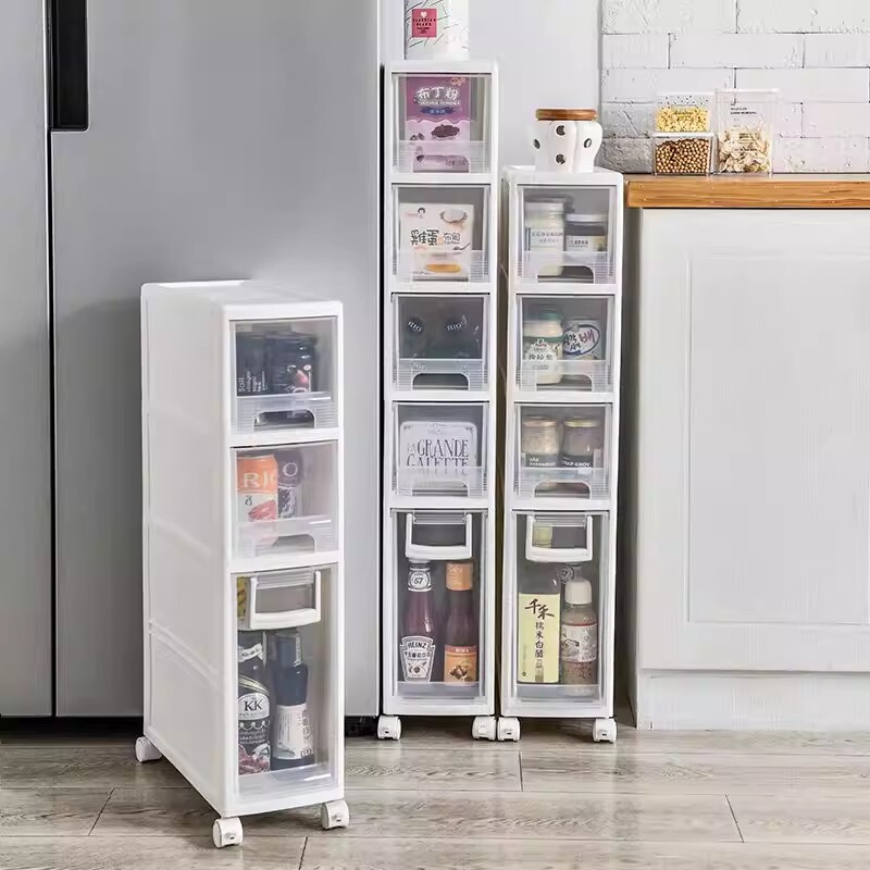 Narrow Gap Storage Cabinet Shelf Bathroom Toilet Side Cabinet No Installation Required Kitchen Multi-Layer Gap Cabinet Storage Rack