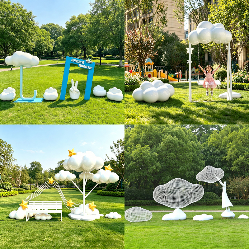 Fiberglass Cloud Sculpture, Popular on Social Media, Swing Seat Ornament, Outdoor Park, Kindergarten, Community, Decorative Installation Fiberglass Cloud Sculpture, Popular on Social Media, Swing Seat Ornament, Outdoor Park, Kindergarten, Community, Decorative Installation