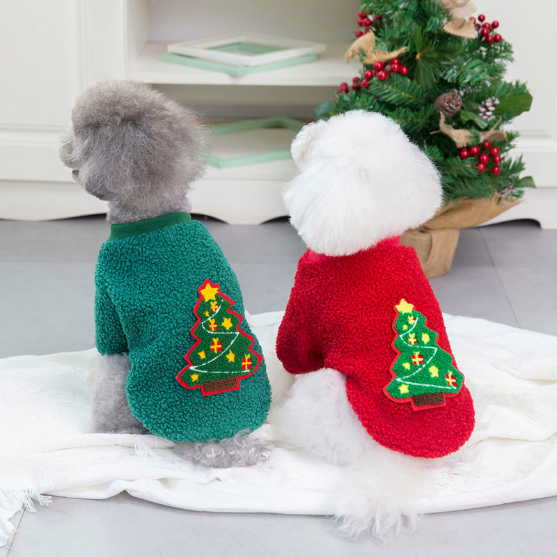 Dog clothes winter Christmas fleece Teddy Bichon Pomeranian small dog pet cat autumn and winter clothes cute cotton coat