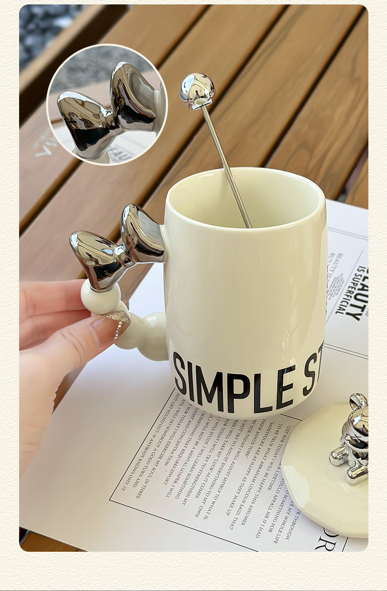 ins陶瓷马克杯带盖勺子家用创意情侣杯女高颜值办公室茶杯咖啡杯