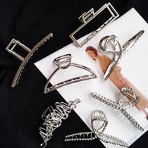 Japan-ROK large size silver metal hair clip rear brain spoon grip clip female tennis red 2021 new shark clip hair accessories