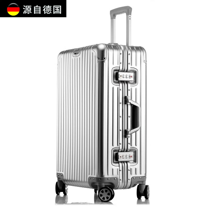 German Craftsmanship All-Aluminum Magnesium Alloy Trolley Suitcase Men's Luggage Women's Carry-On Suitcase 32inch Large Capacity Password Travel Suitcase