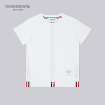 THOM BROWNE CHILD MOUNT 2022 EARLY SPRING STRIPED SHORT SLEEVE WHITE T-SHIRT