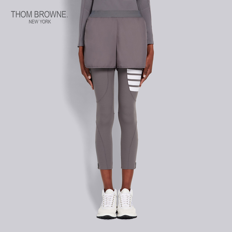 THOM BROWNE Ladies 2022 spring summer four stripes in grey high waist elastic sports shorts
