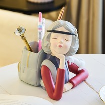 Pen holder secondary meta-child girl girls heart student desktop high school creative pendulum piece home adornment containing box