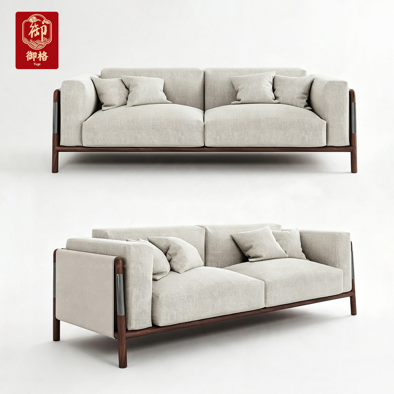 New Chinese-Style Hotel Lobby Negotiation Sofa Set, Sales Office, Guesthouse Negotiation Booth, Tea House Leisure Solid Wood Furniture