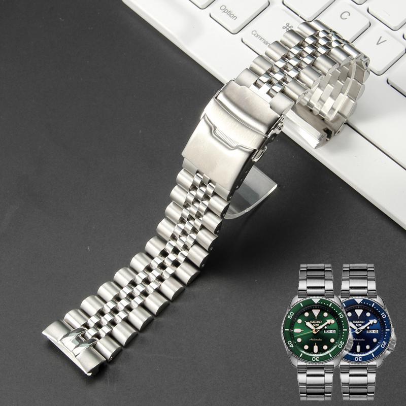 Solid Curved Stainless Steel Watch Bracelet Replacement for Seiko Canned Model 5 Water Ghost Srpd63 Skx007 009 Men's Watch Strap 22