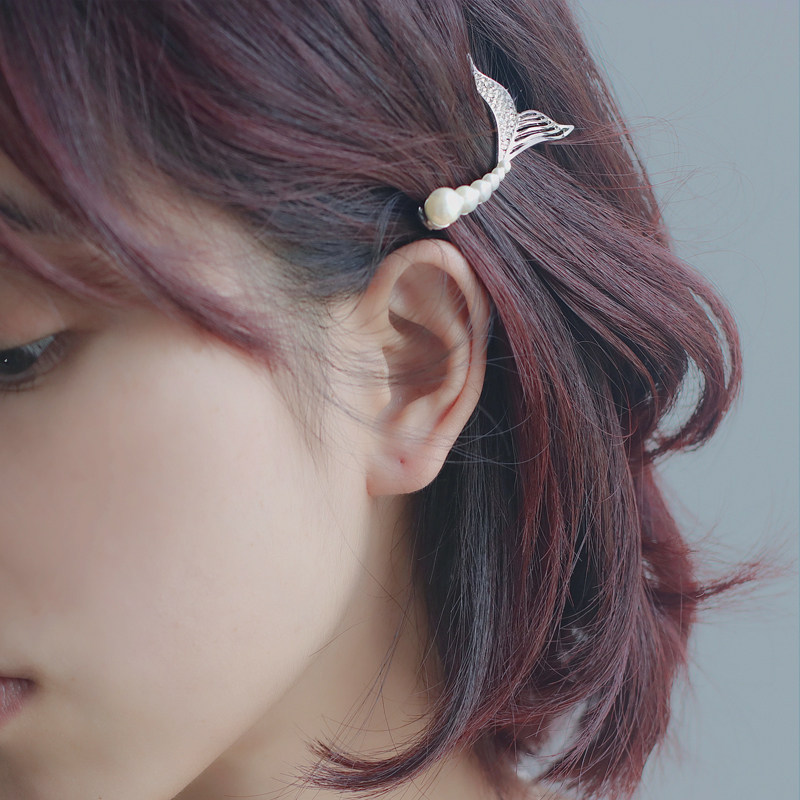 Hairpin Mermaid tail pearl exquisite French retro ins style temperament side hairpin hairpin back head clip