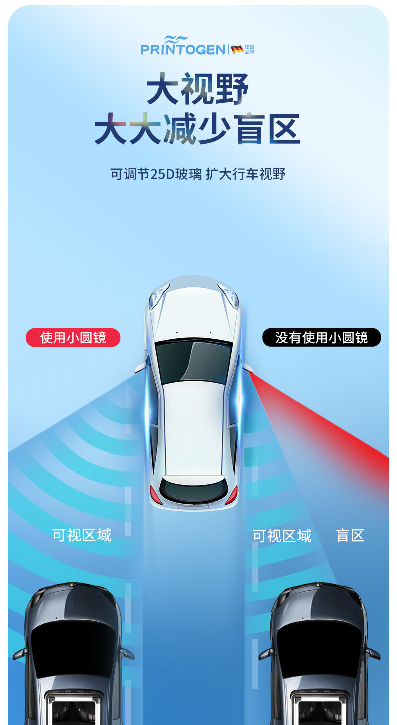 Car rearview mirror, small round mirror, 360-degree blind spot eliminator, reversing aid, wide-angle, ultra-clear reflective mirror, suction cup type