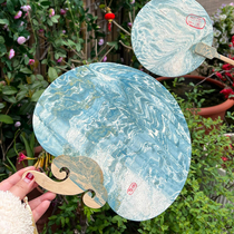 Intangible cultural heritage lacquer fan material package pigment diy bleached lacquer fan blank handmade new Chinese lacquer tie-dye Chinese style round fan