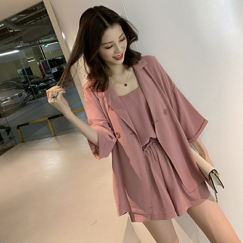 Sandro Bassa suit shorts two-piece suit 2022 new fashion loose thin casual suit women's summer