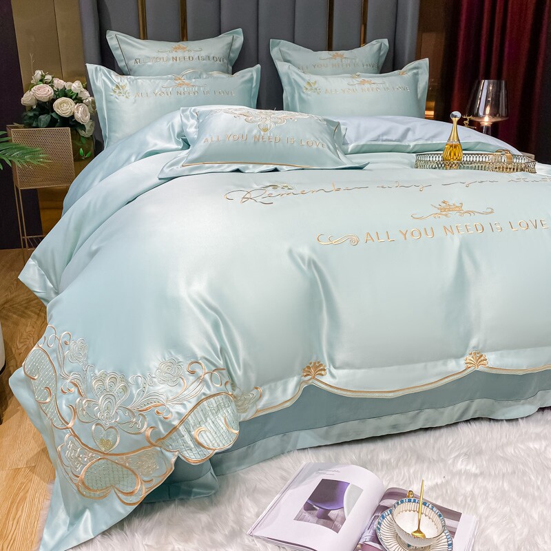 Italian luxury cotton wedding four pieces of winter 100 pure cotton embroidery married in bed in single autumn