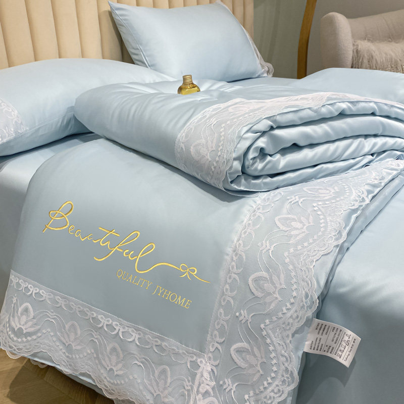 Italian luxury ice silk summer cool quilt four-piece set washable machine washable summer double quilt Tencel quilt air conditioning quilt