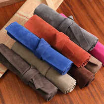 Beauty salon scissors hand folding roll bag beautician hairstylist barber tool bag brown