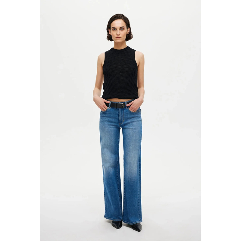 Bigd, Neuvv Women's Mid-Low Waist Regular Thin Stretch Loose Jeans K5 Nb29
